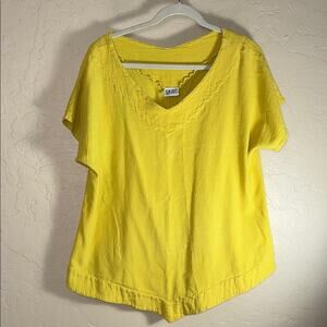 Oh my gauze bright yellow pop over 100% cotton short sleeve tunic top size 2
